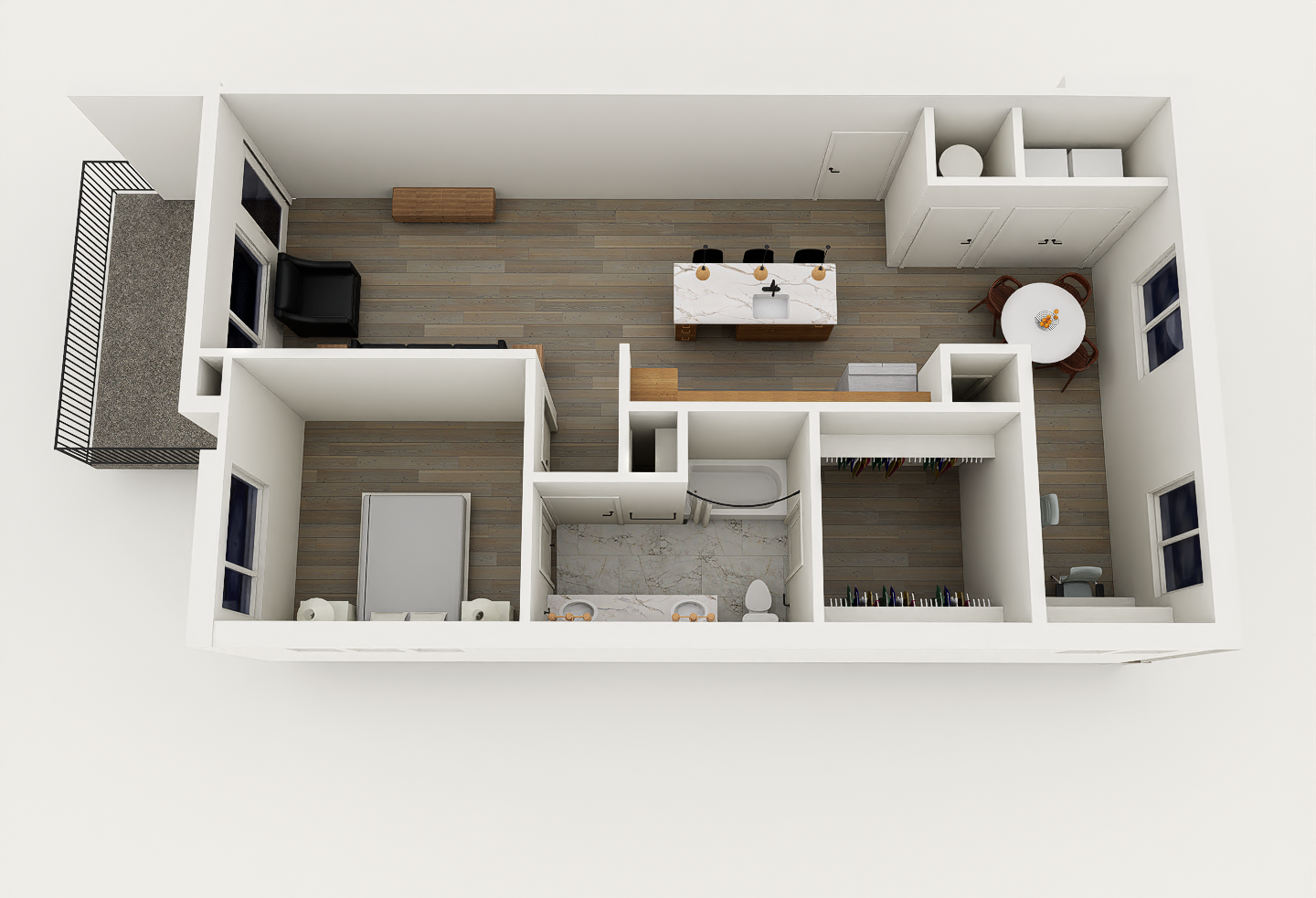 1 bedroom/ 1 bath with den floorplan layout for urban edge